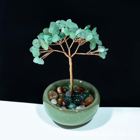 1pcs Crystal Tree for Home Living Decor, Office Desk DecorHandmade Feng Shui Bonsai for Positive Energy, Wealth & Good LuckBirthday Gifts for Men, Women, Mom,Dongling Jade