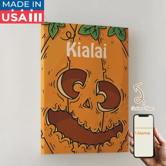 1pcs Custom Halloween Name Evil Pumpkin Gift Decorative Painting, Canvas 8x12inch Unframe, Waterproof Wall Art for Home Decor-Made in USA