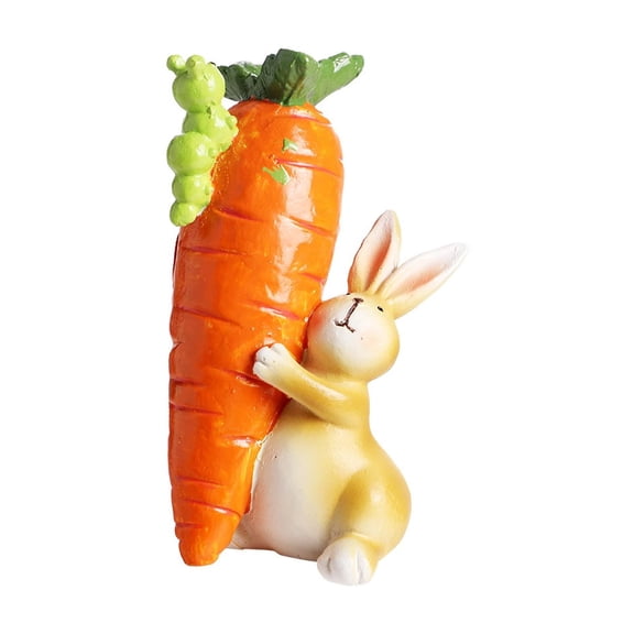 1pcs Cute Bunny Ornaments Desktop Resin Easter Rabbit Bunny Figure,Cute Home Decorations, for All Home Styles，Lifting The Radish
