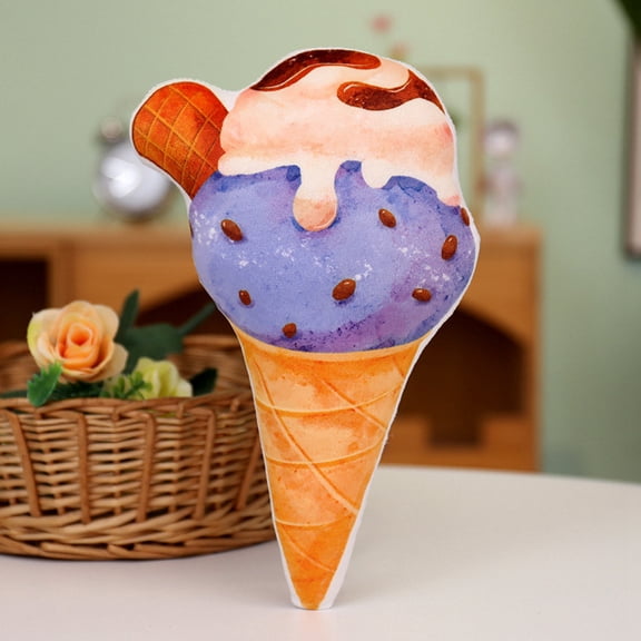 1pcs Cute Stuffed Ice Cream Plush Plushie Pillow , Soft Ice Cream Plush Toys Pillow Gifts,Blueberry Ice Cream Pillow(7.88 inch)
