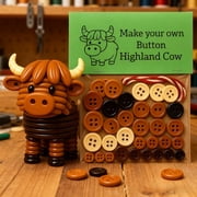 1pcs DIY Button Highland Cow Ornament Kit - Crochet-Included Set for Making Custom Christmas Decorations, Perfect Family Craft Project, Creates Hanging Holiday Accents for Home