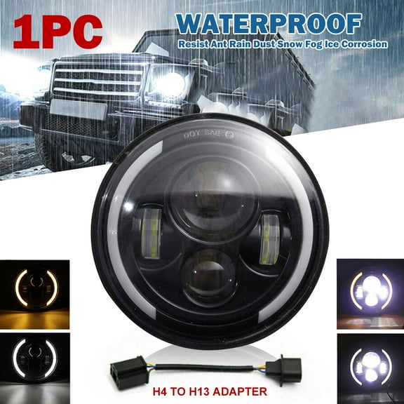 1pcs DOT 7" inch Motorcycle Headlight Round LED Projector DRL For Cafe Racer Bobber