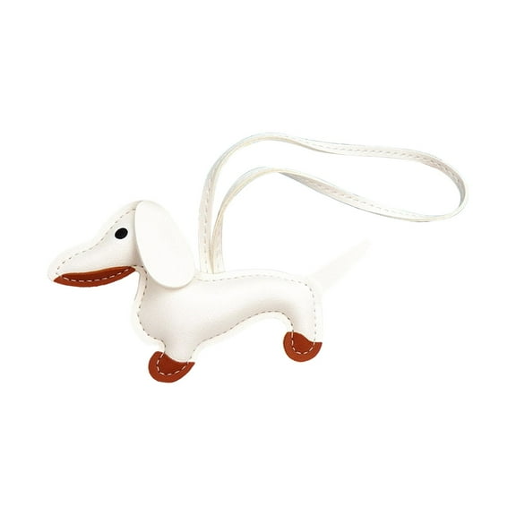 1pcs Dachshund Keychain,Cute Leather Animal Bag Charm for Handbag Accessories,Animal Shaped Keychain,Women Key Chain for Handbag Purse Car keys Accessories for Car Keys(White)