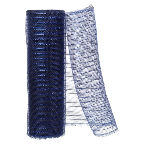 1pcs Deco-Mesh, 10 Inch x 10 Yard Deco-Mesh Ribbon Roll Foil Metallic for Christmas Tree Wreaths, Blue