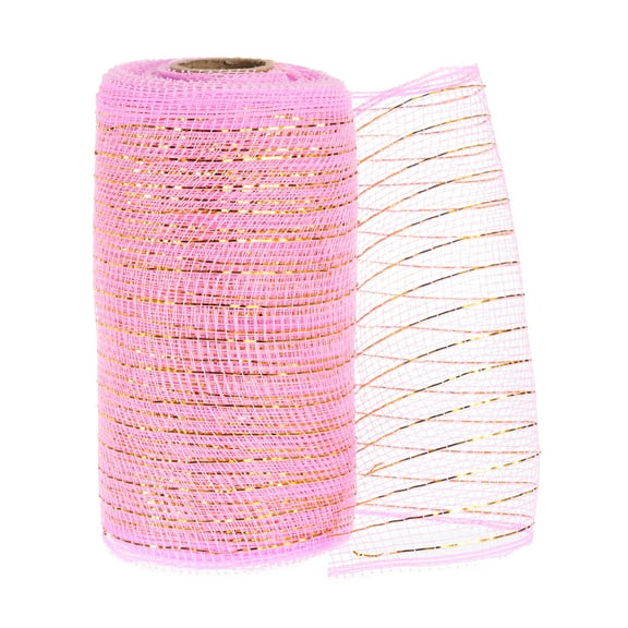 1pcs Decorative Mesh, 5.9in x 10 Yard Mesh Ribbon Roll Foil Metallic for Christmas Tree Decoration, Dark Pink