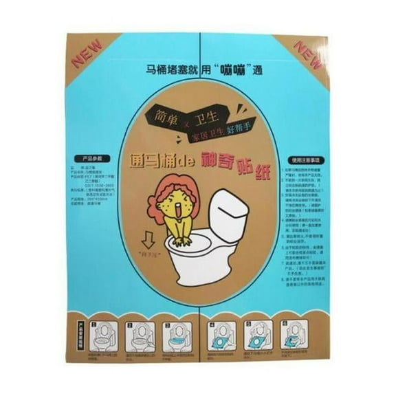 1pcs Disposable Plastic Toilet Clog Sticker Plunger Dredge Easy Fix Clogged Film