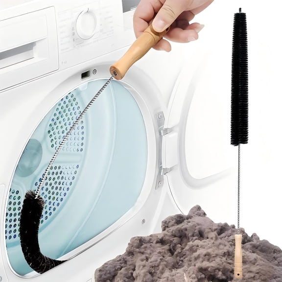 1pcs Dryer Lint Brush Vent Trap Cleaner, Long Flexible Nylon Brush For Dryer Exhaust Vents, Washers, Under Furniture And Appliances, 73Cm Length With 4-3/4" Wood Handle And Protective