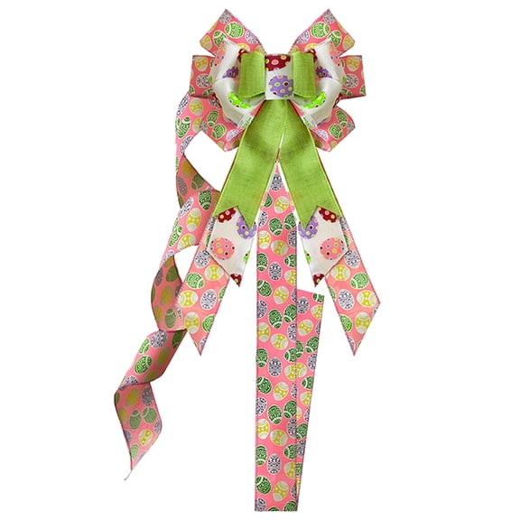 1pcs Easter Bow Decoration, Large Cabinet Door Bow, Ribbon Bows Waterproof Large Wreath Bows Ornament for Gift Wrapping Tree Topper Cabinets Outdoor Home Decor Easter Party Supplies