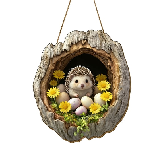 1pcs Easter Rabbit Hanging Door Sign Rabbit Hole Wooden Wall Decor, Easter Festive Wooden Hanging for Indoor Outdoor Home Party & Classroom Decoration