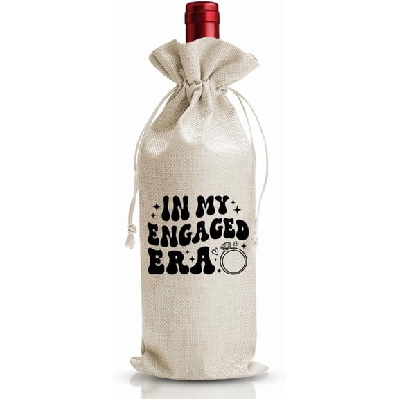 1pcs Engaged Era Wine Gift Bags, Engagement Wine Bag for Women, Mr and Mrs Marriage Wedding Gifts, Honeymoon Engagement Gift for Women, Bachelorette, In My Engaged Era