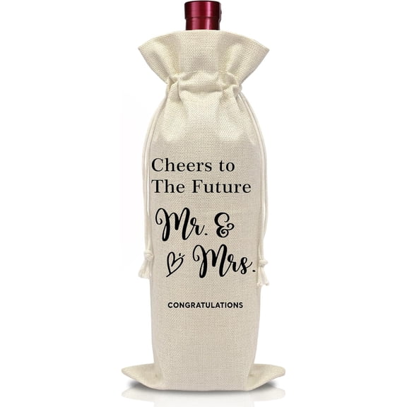 1pcs Engagement Wine Bottle Bag - Wedding Shower Gifts Wine Bag - Cheers to The Future - Mr and Mrs Marriage Gifts for Your Lover - Wedding Planning & Bridal Shower Decorations-A01
