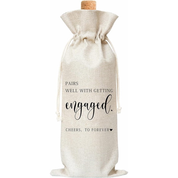 1pcs Engegement Wine Gift Bag, Gifts Bag for Getting Married, Engagement, Bride and Groom, Couples, Her, Him, Wedding, Save the Date Wedding, 1 Pc Burlap Wine Bottle Cover Bag (a15)