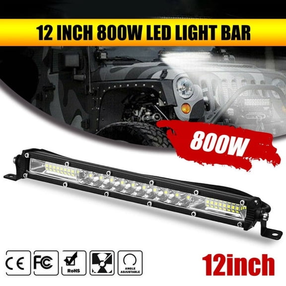 1pcs Fit For ATV Jeep Truck SUV ATV LED Lighr Bar 12 Inch 78W Spot Flood Combo LED Work Light White Head Lamp