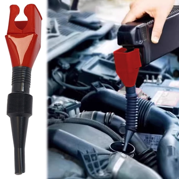 1pcs Flexible Snap Funnel, Universal Plastic Draining Oil Tool Retractable Automotive Fuel Funnel for Cars and Motorcycles, red