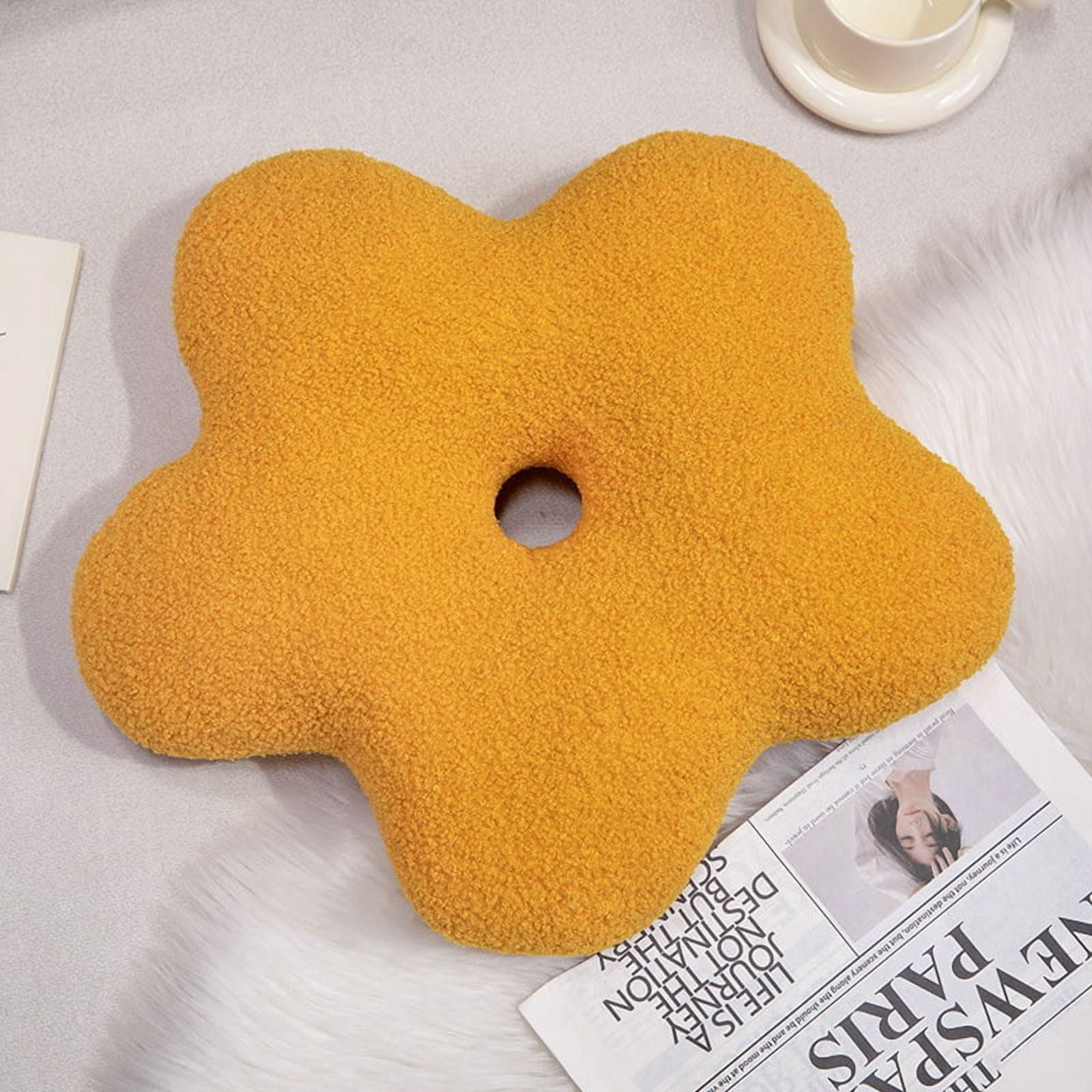 1pcs Flower Shaped Throw Pillow for Birthday Creativity Cushion Plush Cute Throw Pillows for Home Living Room Bedroom DecorationTangerine-35cm/13.8in