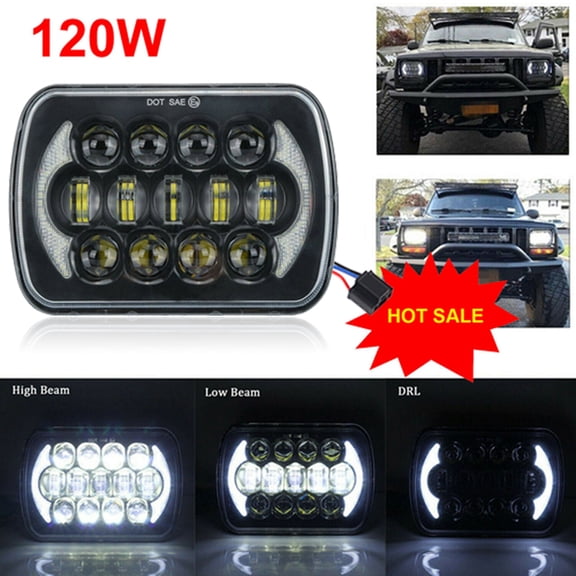 1pcs For Chevy G10 G20 G30 Van 1978-1995 DOT 5x7" 7x6 inch Rectange LED Headlight