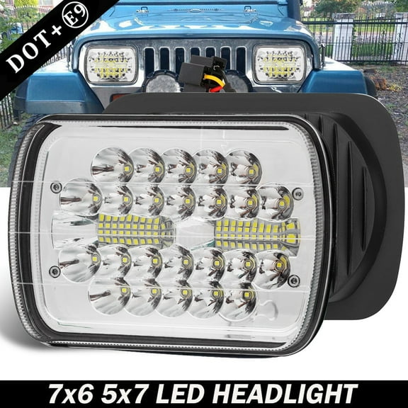 1pcs For Mazda B2000 B2200 B2600 RX-7 GLC Pickup DOT 5x7 7x6 LED Headlight High/Low DRL
