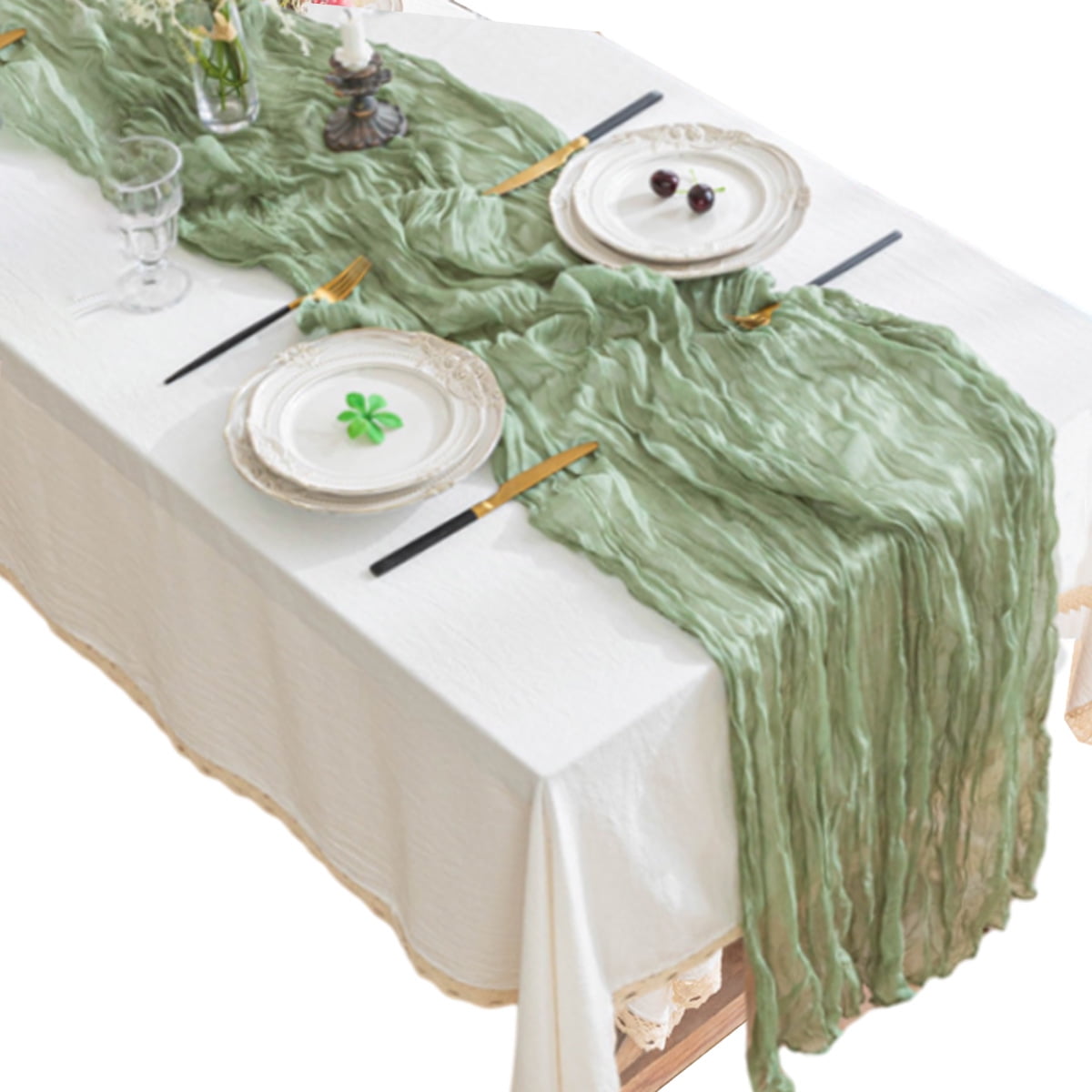 1pcs Gauze Table Runner Sheer Cheesecloth Table Runner Bulk for Holiday