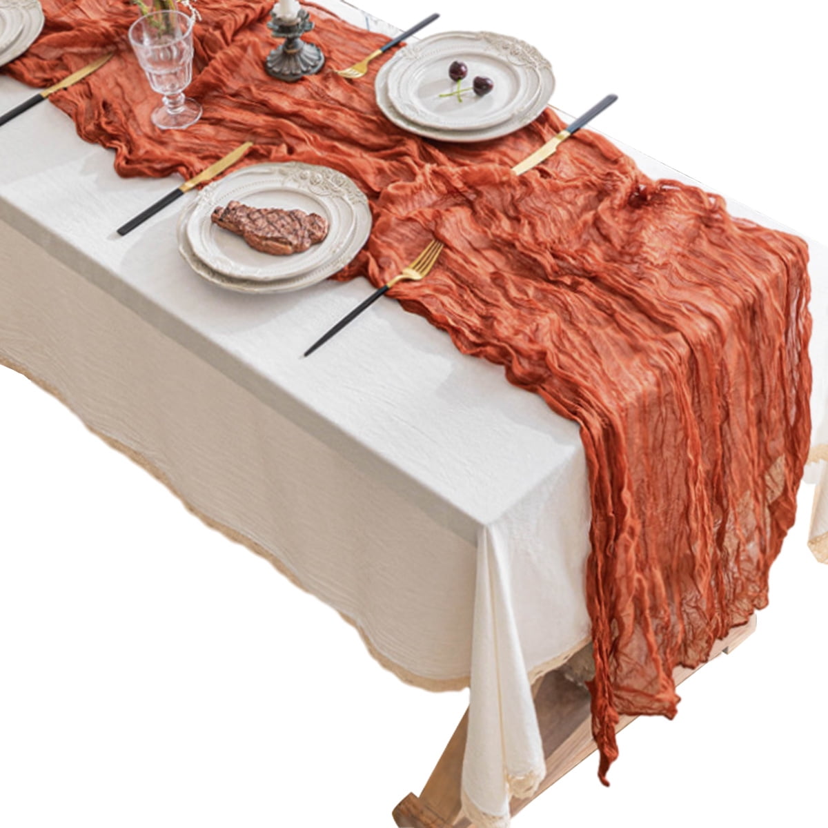 1pcs Gauze Table Runner Sheer Cheesecloth Table Runner Bulk for Holiday