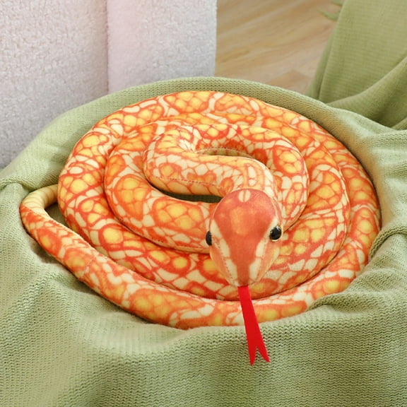 1pcs Giant Snake Plush Large Stuffed Animal Realistic Stuffed Lifelike Snake Toy Gifts for Birthday Party Decoration Easter Carnival Prank Props,78 Inch-Style 4,Yellow