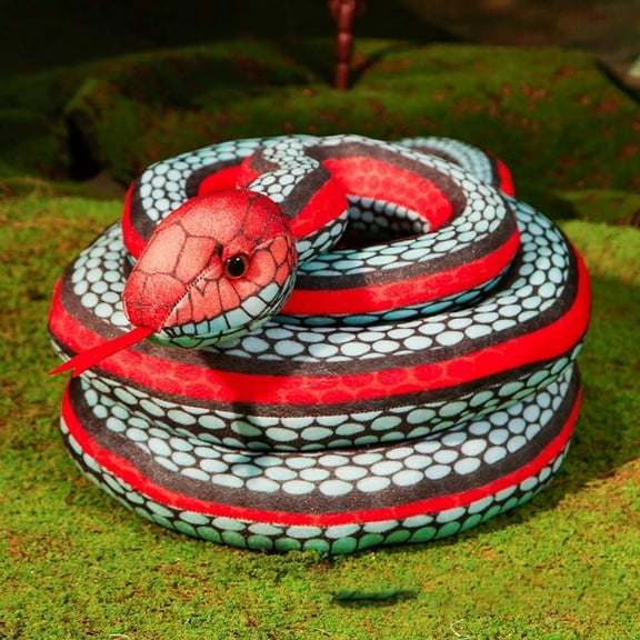 1pcs Giant Snake Plush Large Stuffed Animal Realistic Stuffed Lifelike Snake Toy Gifts for Birthday Party Decoration Easter Carnival Prank Props,78 Inch-Style 1,Red