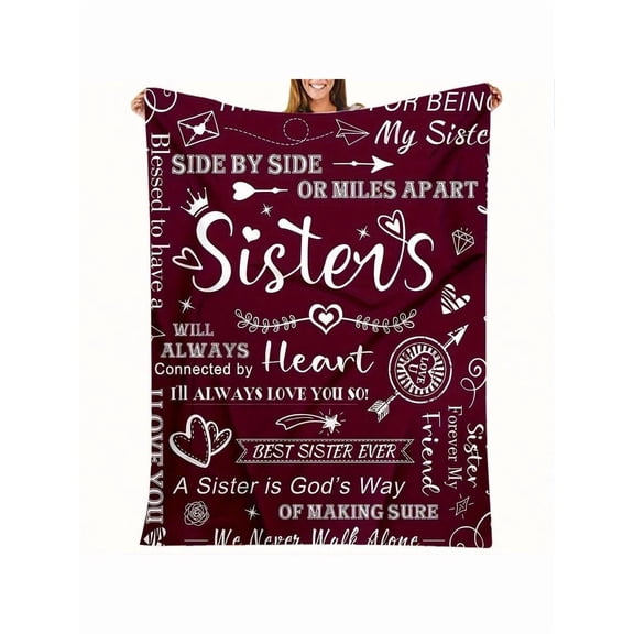 1pcs Gift Blanket For Sister, Gifts For Women, Sister Gifts, Birthday Gift,  Soft And Cozy Purple Flannel Blanket