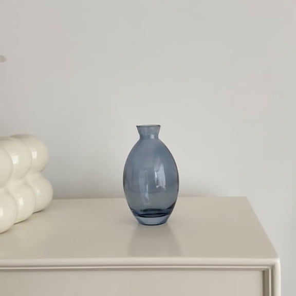 1pcs Glass Vases,Small Flower Vases for Wedding Centerpiece Table Decorations,Blue Vintage Embossed Mini Vases,Flower Arrangements in Vases for Party or Home DecorC