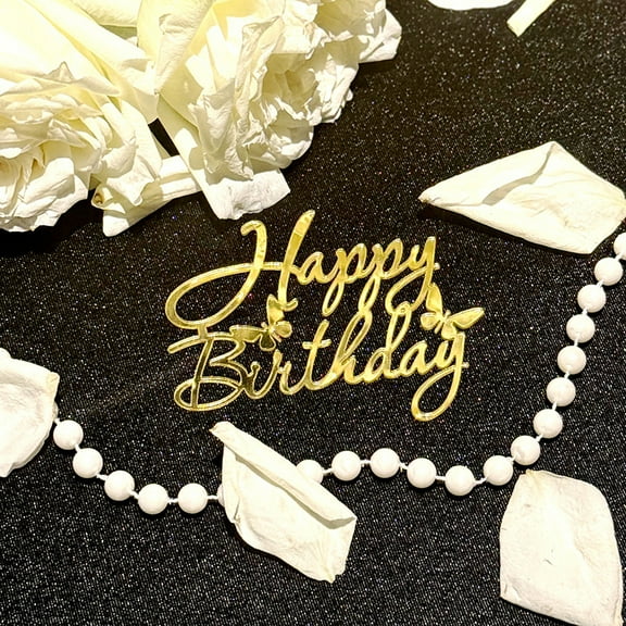 1pcs Golden Letters Acrylic Cake Decoration Birthday Party Dessert Accessories