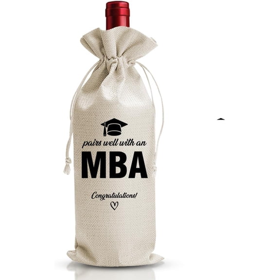 1pcs Graduation Gifts Wine Bag, Achievement Thank You Gift, Grad School Graduation Gift For Master Of Management Administration Her Him, Farewell Party Favors Decor, Linen Burlap Wine Bag