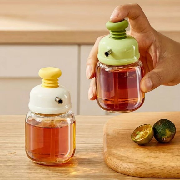1pcs Green Push-Type Oil Bottle - Accurate Cooking Oil Dosage Controller for Precise Cooking