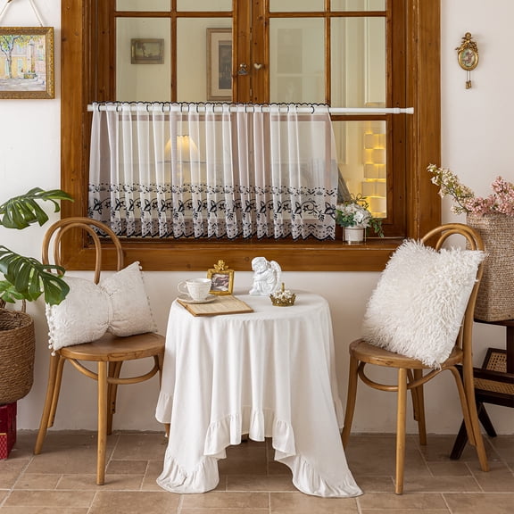 1pcs Half-CurtainLight & Airy Translucent Panels for Bedroom Living Room Patio Glass Door, (180cm*45cm),Black