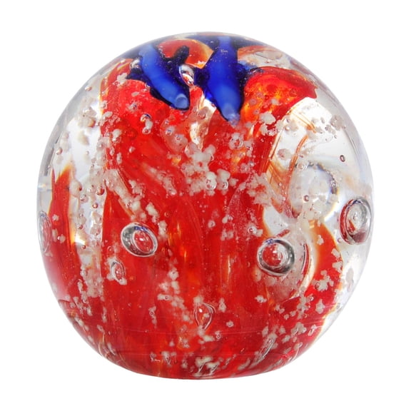 1pcs Hand Blown Ocean Waves Crystal Ball - Glass Collectible Figurines - Paperweight Glass Ball Aquarium DecorOffice Decor58mmRed