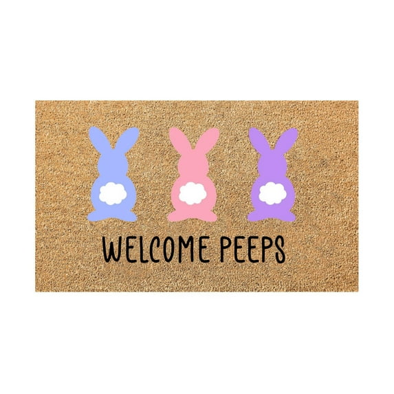 1pcs Happy Easter Natural Coir Door Mat Cartoon Bunny Pattern Welcome Mat Entrance Door Rugs For Indoor Outdoor Home Bathroom Decor
