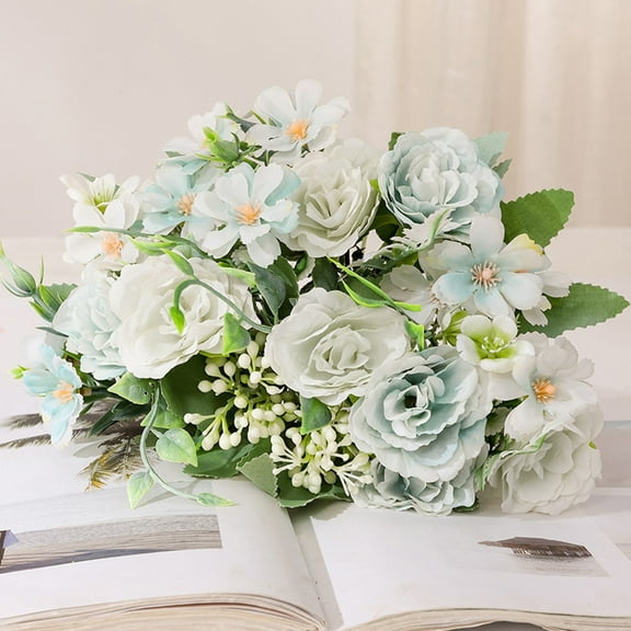 1pcs Heads Artificial Flowers Bouquet Mini Rose Wedding Home Office Decor