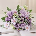 thumbnail image 1 of 1pcs Heads Artificial Flowers Bouquet Mini Rose Wedding Home Office Decor, 1 of 5