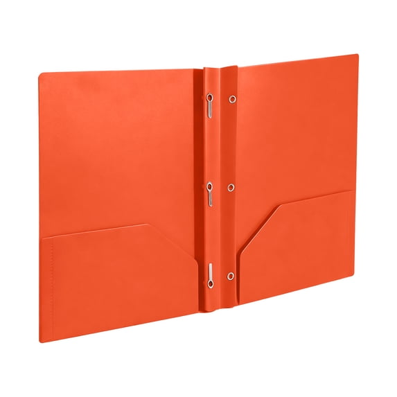 1pcs Heavy Duty Plastic 3 Hole Punch Pocket Folders - Binder Dividers with 2 Pocket, Letter Size, Office Supplies 1pc for H-Orange