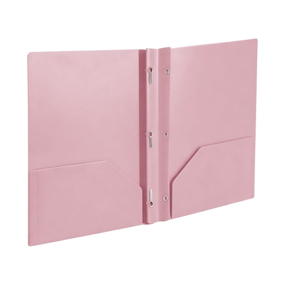 1pcs Heavy Duty Plastic 3 Hole Punch Pocket Folders - Binder Dividers with 2 Pocket, Letter Size, Office Supplies 1pc for H-Pink