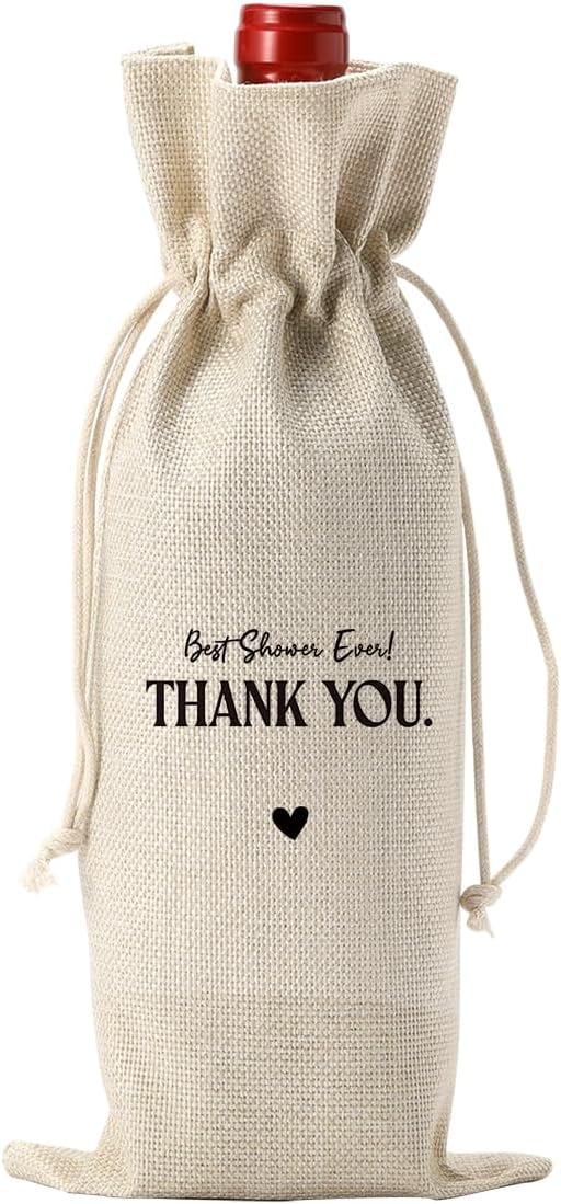 Linen Wine Bag For Bridal Or Baby Shower Host Gift - Thank You, Engagement, Party Favor Decor