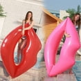 thumbnail image 1 of 1pcs Inflatable Red Lip Swim Ring, PVC Portable Recliner, Inflatable Floating Bed, Swimming Pool Beach Party Supplies, 1 of 8