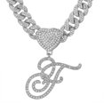 thumbnail image 1 of 1pcs Initial Necklace Silver Cuban Chain For Men And Women Ice Chain With Heart-Shaped Alphabet Pendant Necklace Hip Hop Jewelry Gift (26 Alphabets Optional), 1 of 1