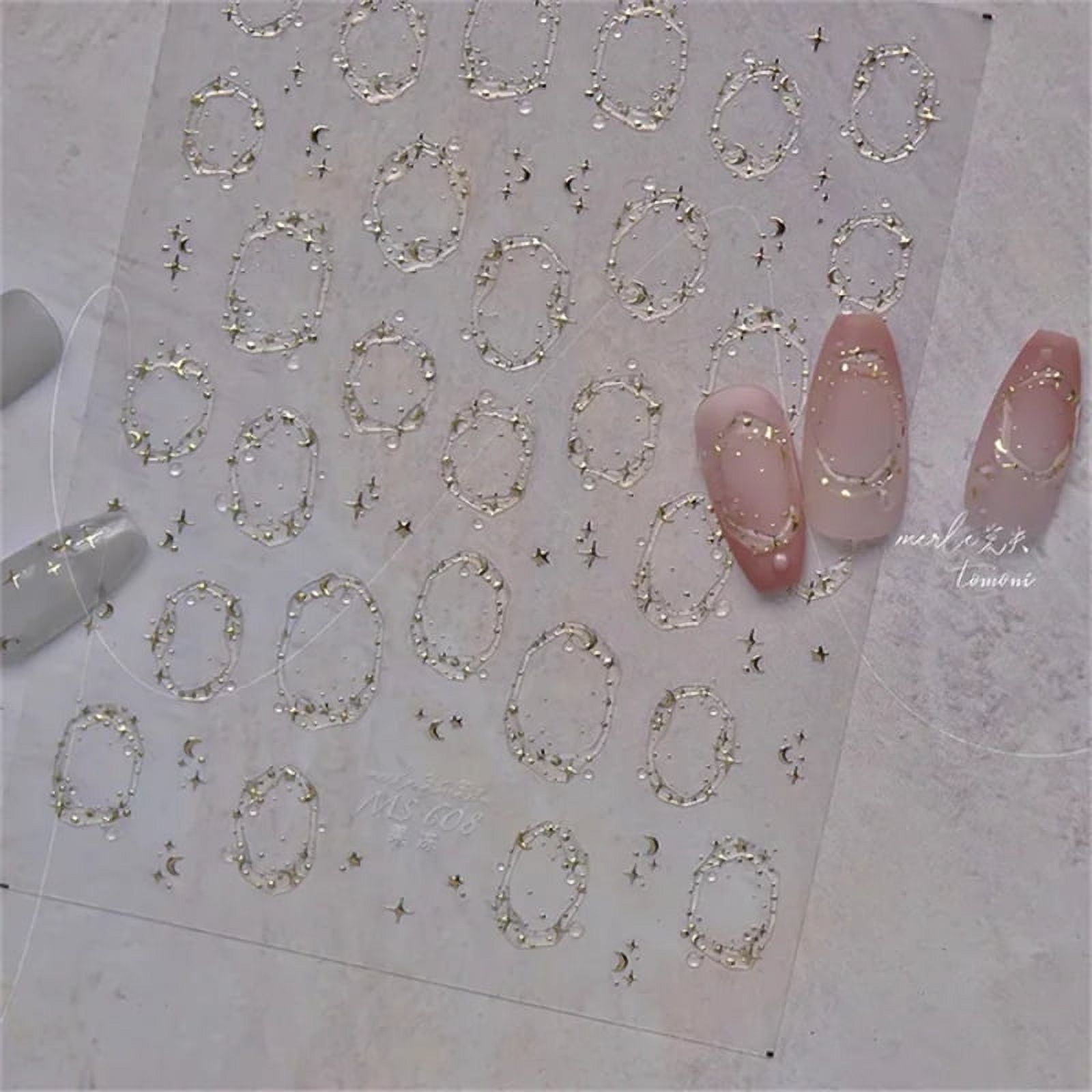 1pcs Jelly Nail Stickers Shiny French Ice Crystal Stars Love Self Adhesive Stickers For Nails DIY Valentine's Day Decorat Decals