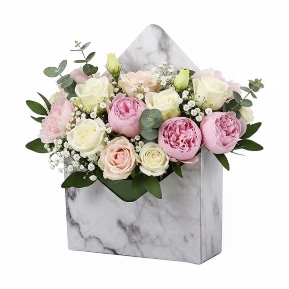 Striped Envelope Flower Box for Bouquets, Paper Floral Gift Packaging for Weddings & Valentine's