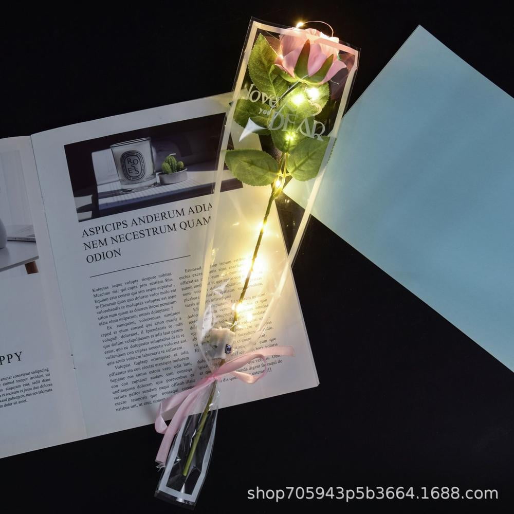 1pcs Led Light Up Glowing Roses Red Flower Bouquet Led Flash Handheld