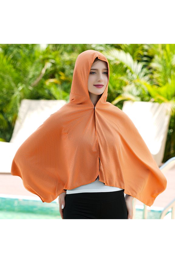 1pcs Long Sun Shawl UV Sun Protection,Beach Travel Scarf Wrap Summer Swimsuit Cover Up Cooling Blanket,Stretchable, Breathable, UV-Protective Cycling Sun Hat,Orange