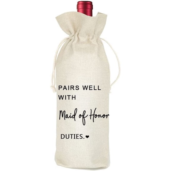 1pcs Maid of Honor Proposal Wine Bag Gift for Bridesmaid,Wedding Wine Bag, Bridal Shower,Engagement, Bachelorette Party Favor, Pairs Well with Maid of Honor