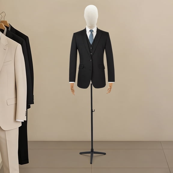 1pcs Male Dress Form Display, Metal Stand Dress Form, Adjustable Posture Clothing Form Black Base