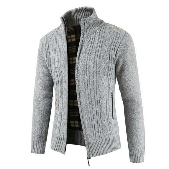 1pcs Men's Thickened Knitted Sweater--Light Gray