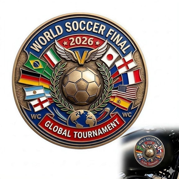 1pcs Metal Soccer Ball Car Emblem Badge, Sports Fan Auto Decal Sticker for Truck Motorcycle Helmet, 2026 Summer Gift