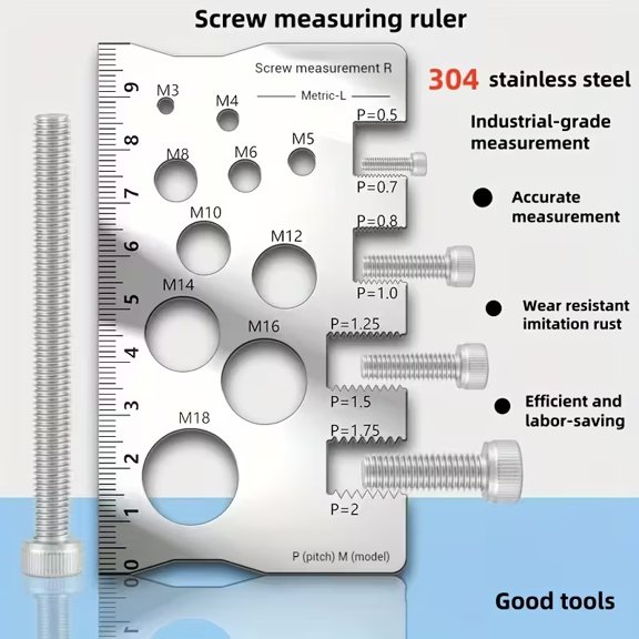 1pcs Metal Solid Screw and Bolt Measuring Caliper - Durable Stainless Steel Precision Tool for Accurate Thread and Distance Measurement