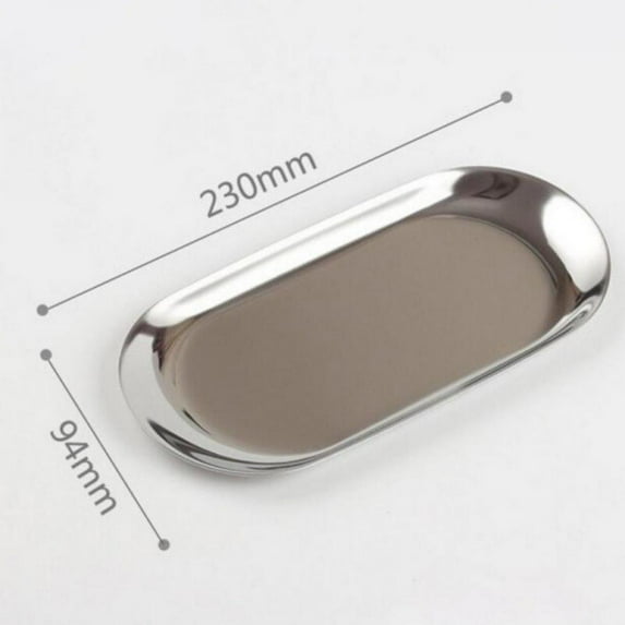 1pcs Metal Storage Tray Oval Stainless Steel Tray Snack Fruit Cosmetics Jewelry Storage Organizer Silver L
